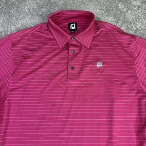 FJ Foot Joy Shirt Men’s Large Pink Striped Performance Short Sleeve Golf Polo